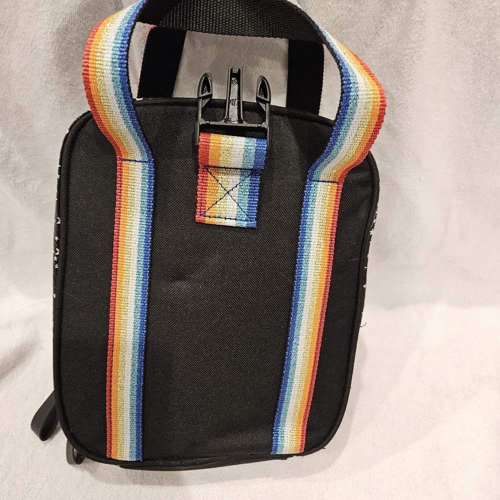 Justice Starry Black Lunch Bag with Rainbow Handles - Picture 2 of 3